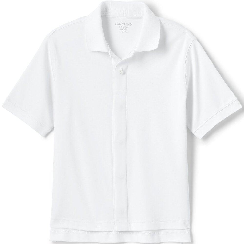 Lands End Kids Short Sleeve Polo Shirt Magnet Closure Light Blue size 5-6 XS S M
